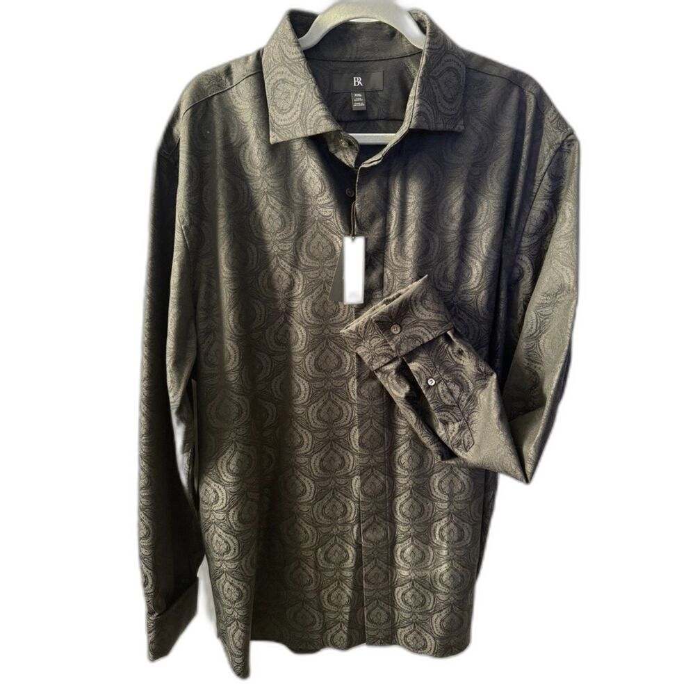 Banana Republic XXL Paisley Jacquard Linen Blend True Slim Shirt